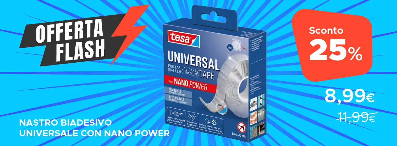 Nastro biadesivo universale con nano power